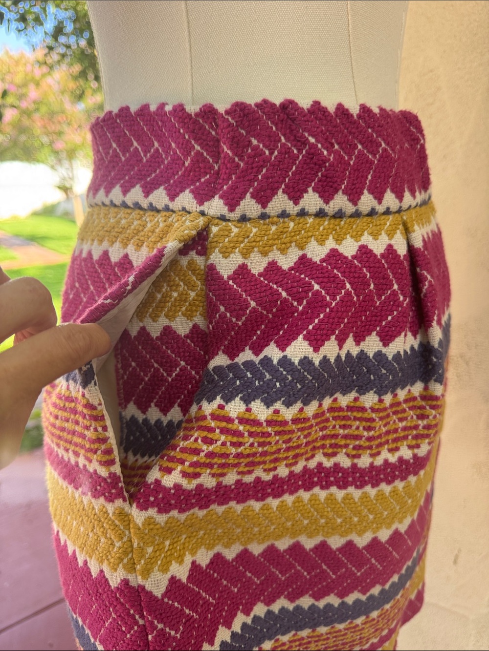 Anthropologie Nomad Morgan Carper Jacquard Mini Skirt Pink Chevron Stripe Size S - Picture 9 of 15